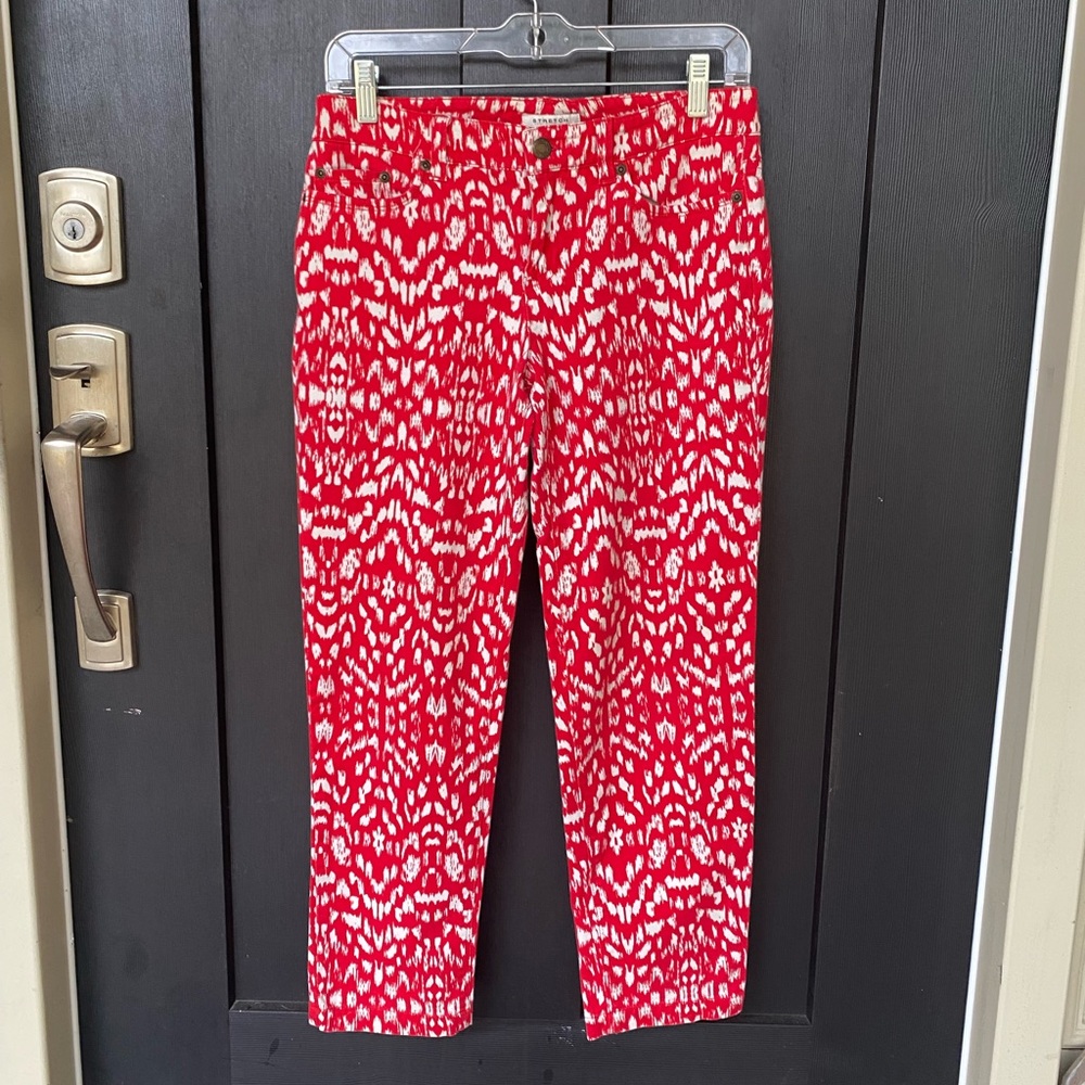 Jones New York Petite Red Printed Pants Size 4 Petite